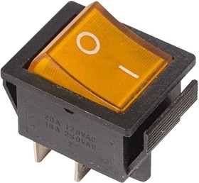 Переключатель клавишный 250V 16А (4с) ON-OFF желтый с подсветкой (IRS-201-1C)