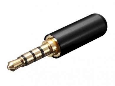 Аудио разъем штекер под пайку mini jack 3,5 мм, 4 pin, металлический, позолоченный