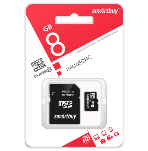 Карта памяти microSD 8GB SmartBuy class 10 