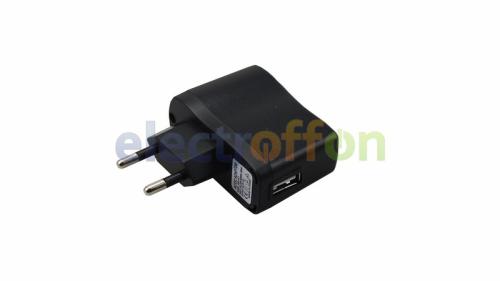  Сетевое зарядное устройство USB 220V (СЗУ) (5V, 1 000mA) черное