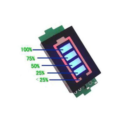 Индикатор заряда Li-ion аккумуляторов из 2 ячеек 2S 6.6В - 8.4В синий дисплей